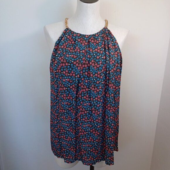 Elie Tahari Silk Halter Top Chain Strap Detail Flowy Lined Womens Large - Picture 6 of 14